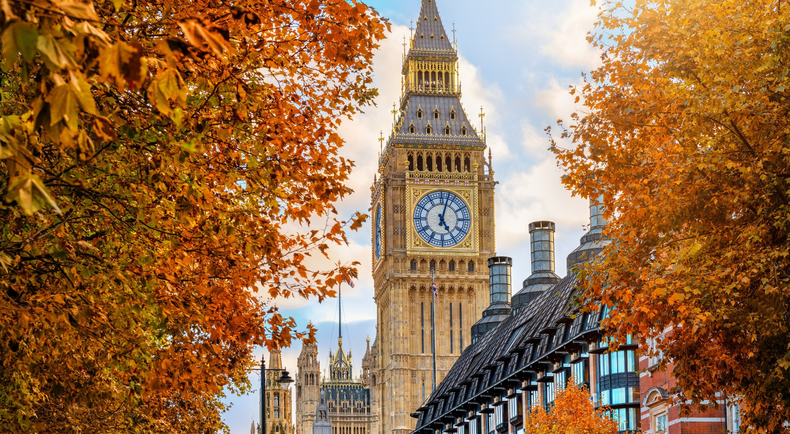 Elizabeth Tower, London, in autumn.
