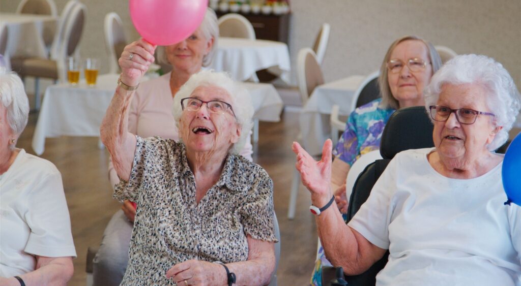A group of seniors in a retirement home.