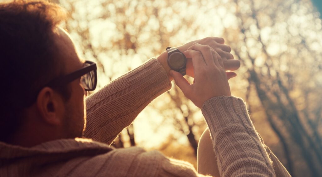 A man checking his watch.