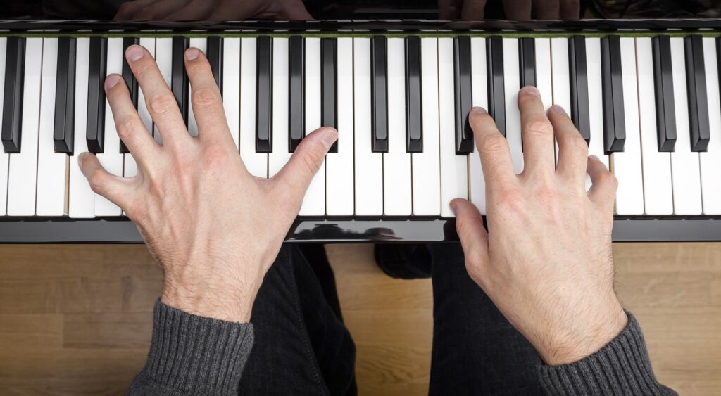 A person playing a piano.