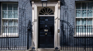 The outside of 10 Downing Street.